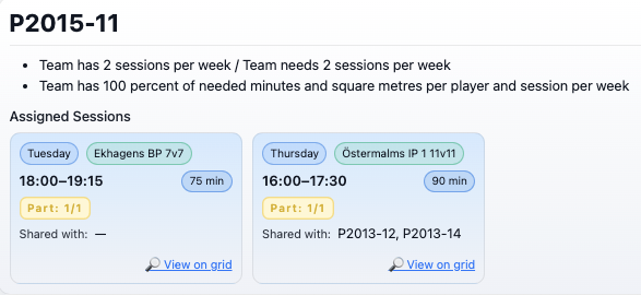 Team schedule preferences